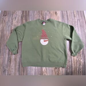 Vintage 90’s Cute Snowman Sweatshirt Winter Snowflake Sweater CrewNeck Size XL